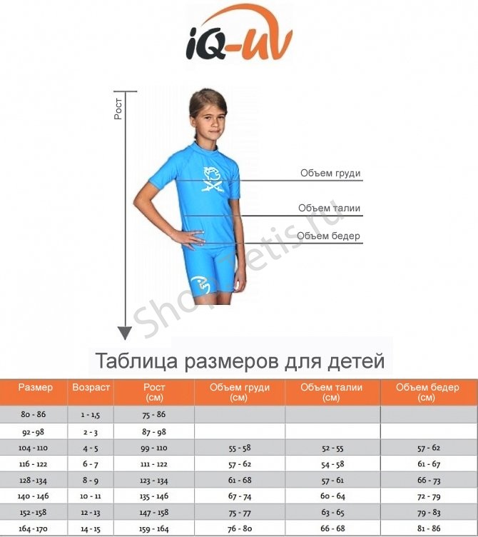 Лайкровые Гидромайки детские  IQ с УФ защитой короткий рукав 2019